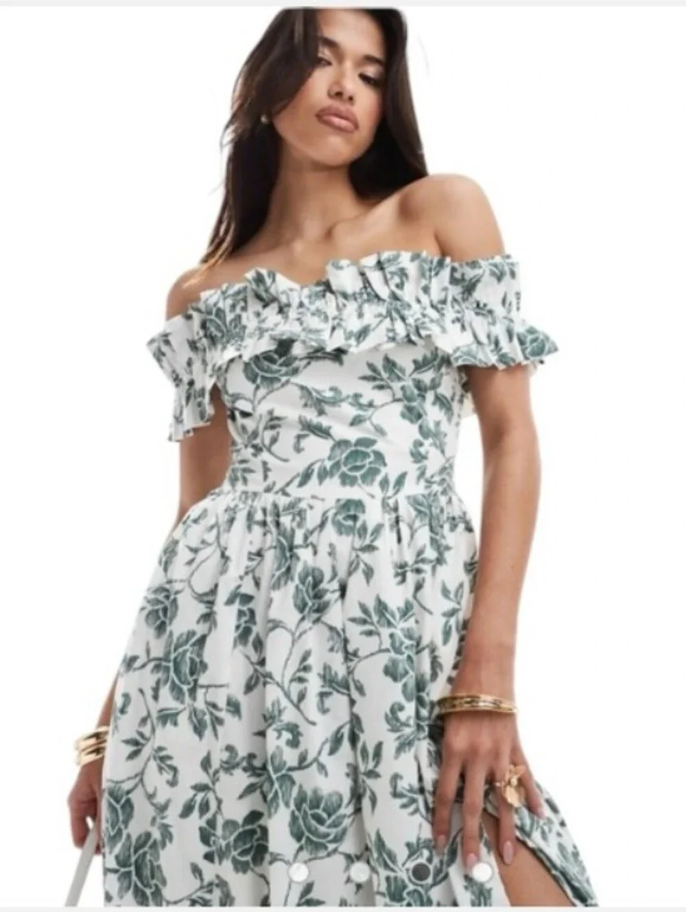 Abercrombie Green Off The Shoulder Dress